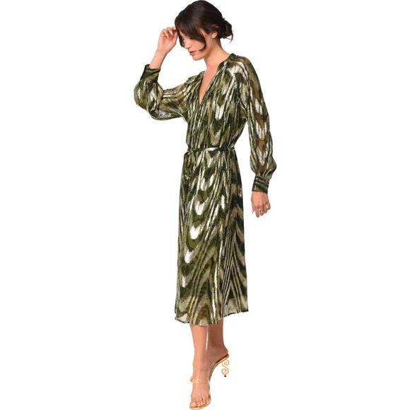 Seneca Metallic Long Sleeve Midi Shirtdress by CIEBON size XS - Picture 4 of 8